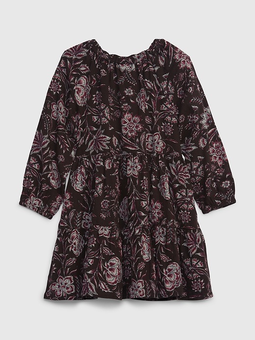 2 of 8 showing, with the color PURPLE FLORAL of product Toddler Floral Tiered Dress