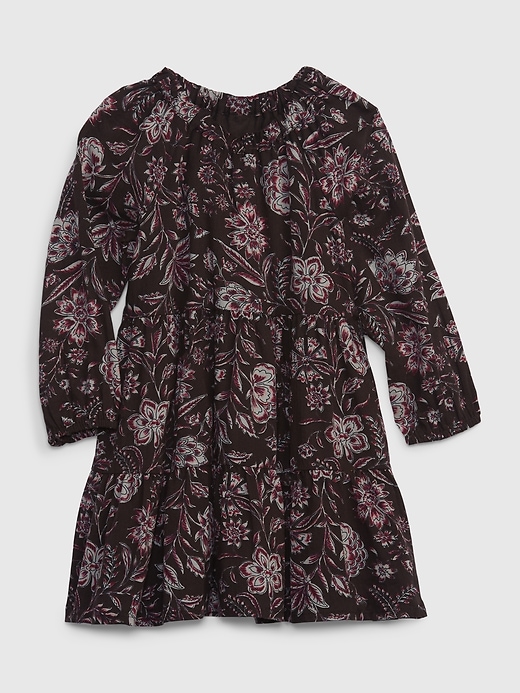 1 of 8 showing, with the color PURPLE FLORAL of product Toddler Floral Tiered Dress