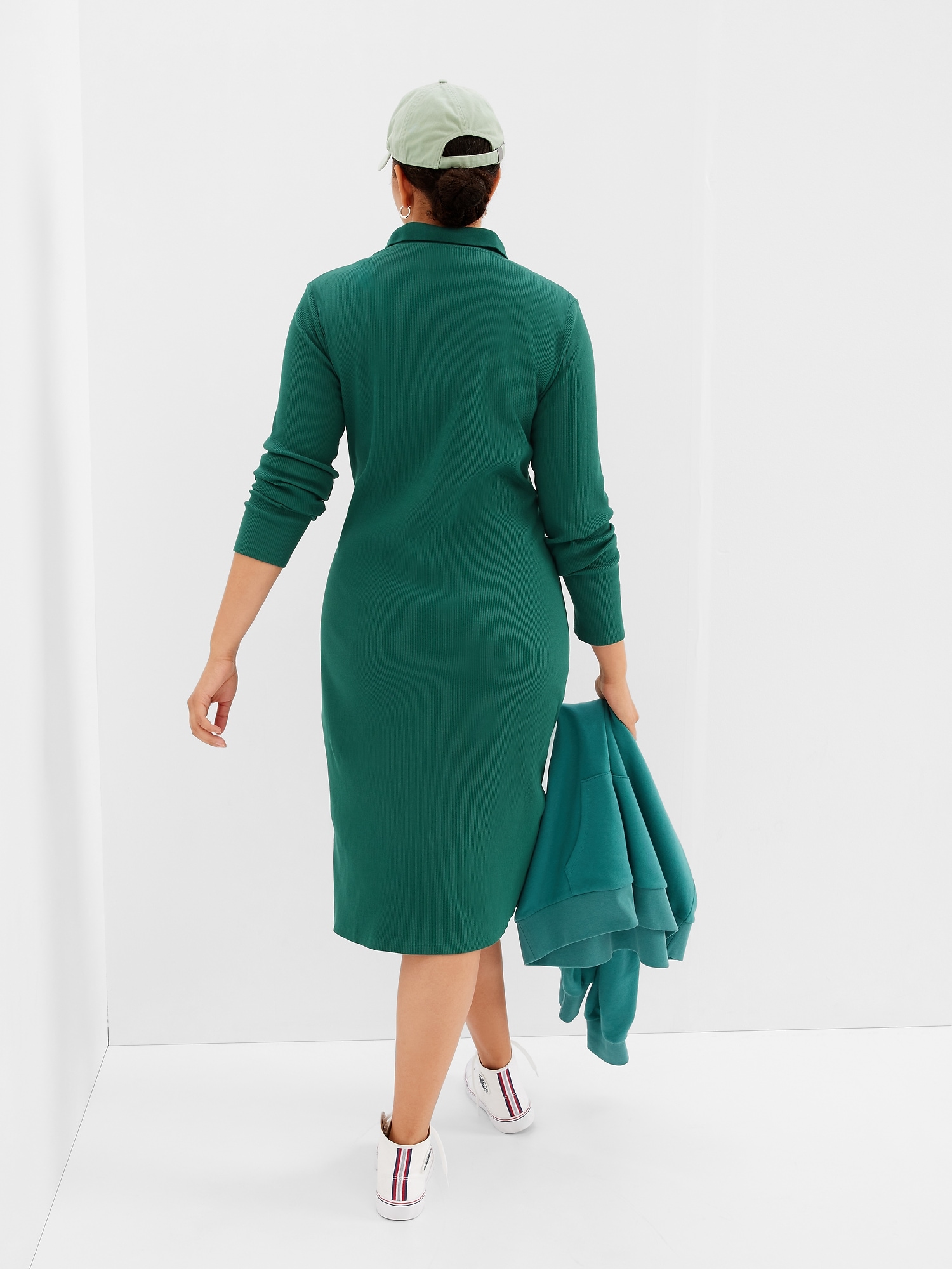 Rib Polo Midi Dress Gap
