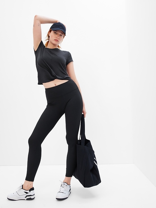 1 of 8 showing, with the color true black of product GapFit Breathe Shrunken T-Shirt