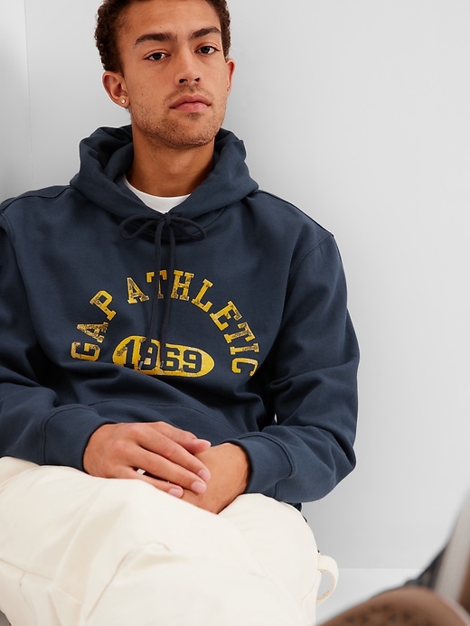 1 of 8 showing, with the color night shadow of product Organic Cotton Gap Athletic Logo Hoodie