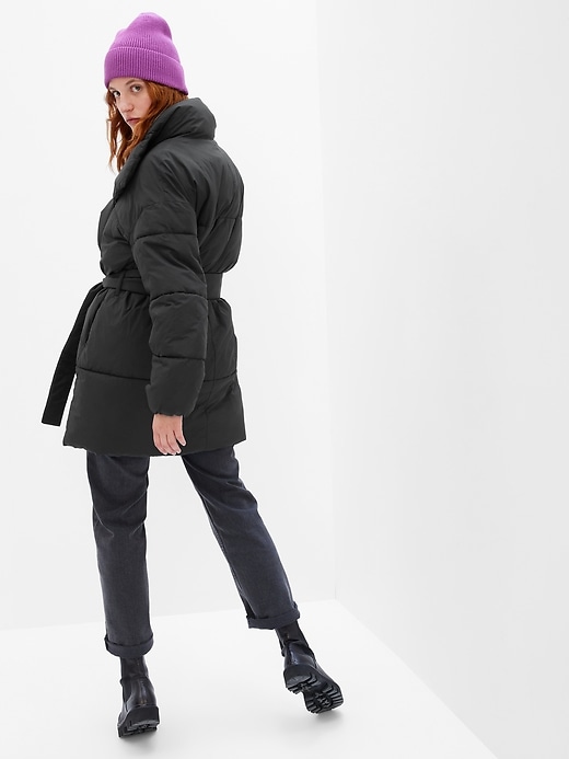 2 of 8 showing, with the color BLACK of product Duvet Wrap Puffer Coat