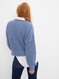 Shaker-Stitch Pocket Sweater