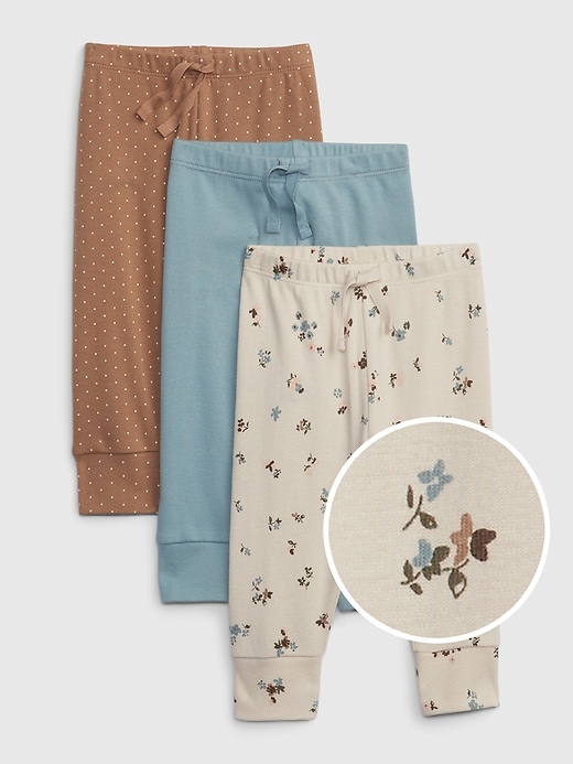 Image number 1 showing, Baby 100% Organic Cotton Print Pants (3-Pack)