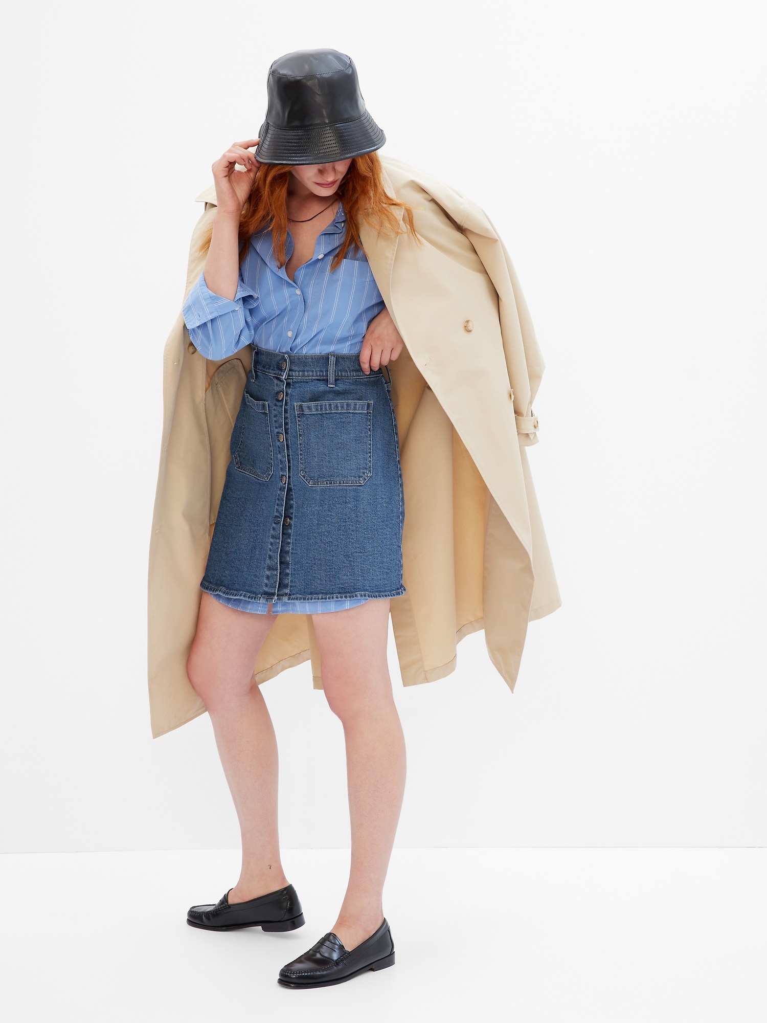 Patch Pocket Denim Mini Skirt with Washwell Gap