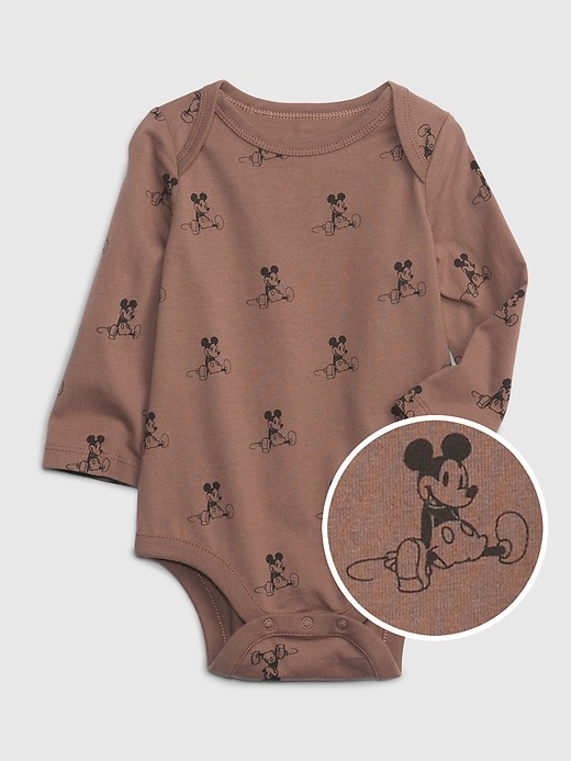 1 of 8 showing, with the color squirrel brown of product babyGap &#124 Disney 100% Organic Cotton Mix and Match Mickey Mouse Bodysuit