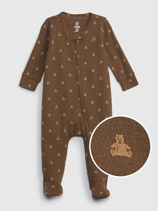 Image number 1 showing, Baby 100% Organic Cotton Brannan Bear Footed One-Piece