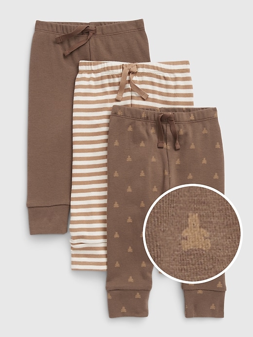 1 of 8 showing, with the color COZY BROWN of product Baby 100% Organic Cotton Print Pants (3-Pack)