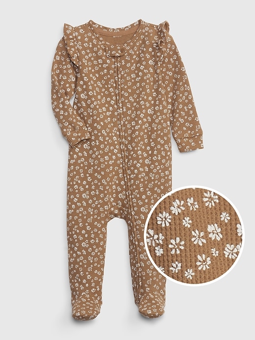 1 of 8 showing, with the color HOLIDAY BROWN of product Baby 100% Organic Cotton Waffle One-Piece