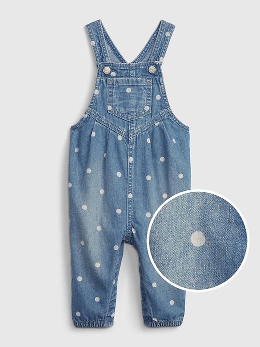 1 of 8 showing, with the color medium wash of product Baby Organic Cotton Denim Overalls