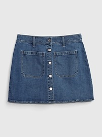 Patch Pocket Denim Mini Skirt with Washwell