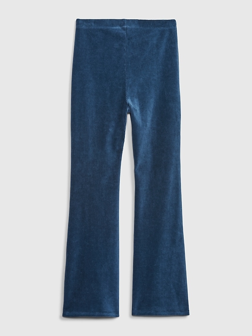 2 of 8 showing, with the color tranquil blue of product Kids Rib Velour Flare Leggings