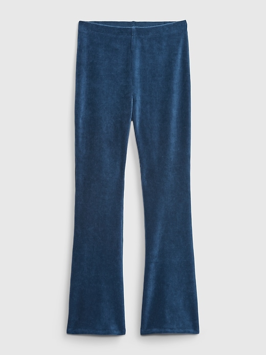 1 of 8 showing, with the color tranquil blue of product Kids Rib Velour Flare Leggings