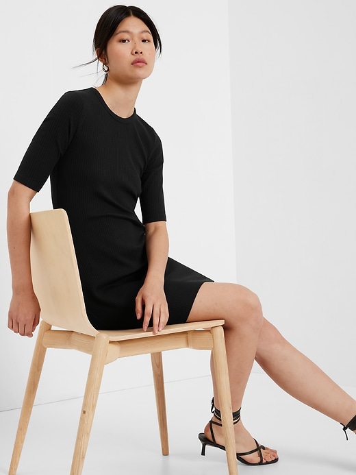 1 of 8 showing, with the color black of product Rib Mini Dress