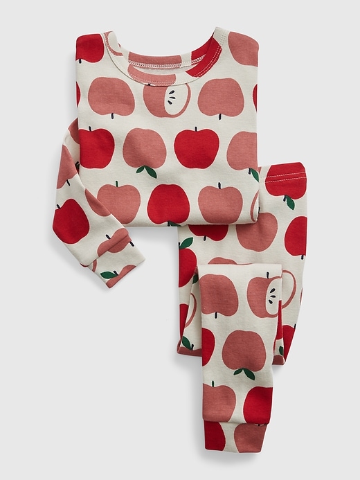 1 of 8 showing, with the color birch beige of product Baby & Toddler Organic Cotton Apple PJ Set
