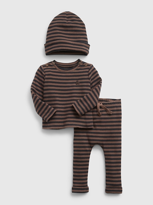 1 of 8 showing, with the color COZY BROWN of product Baby Rib 3-Piece Outfit Set