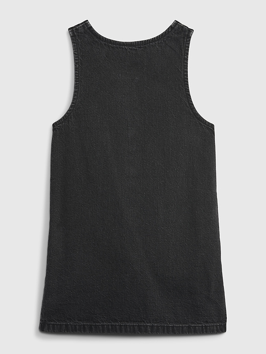 2 of 8 showing, with the color grey modern acid wash of product Toddler Denim Jumper Dress with Washwell