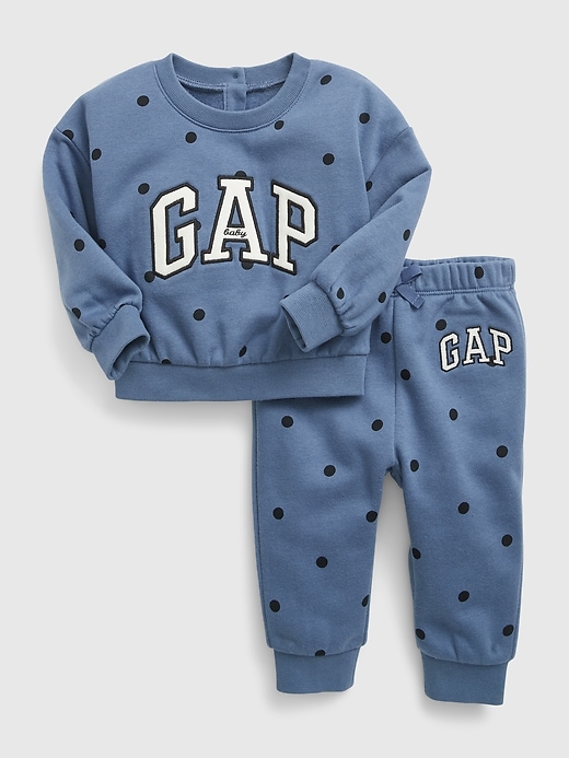 1 of 8 showing, with the color bainbridge blue of product Baby Gap Logo Sweat Set