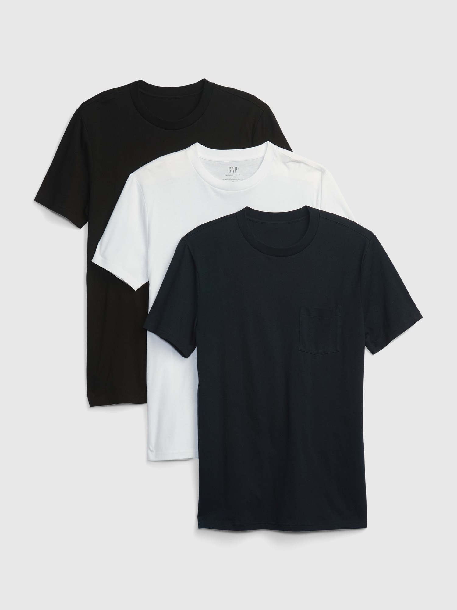 Gap Organic Cotton Pocket T-shirt (3-pack) In Multi