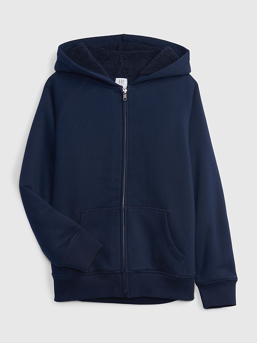 1 of 8 showing, with the color blue of product Kids Sherpa-Lined Hoodie