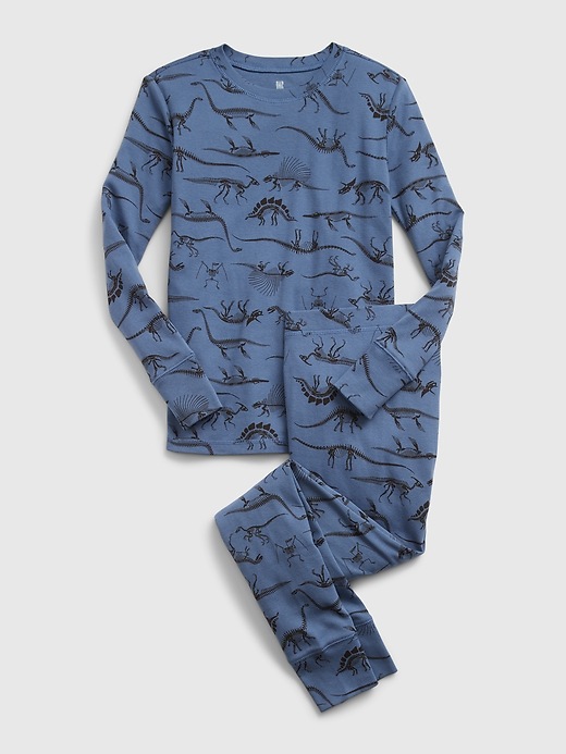 1 of 8 showing, with the color bainbridge blue of product Kids 100% Organic Cotton Dino PJ Set