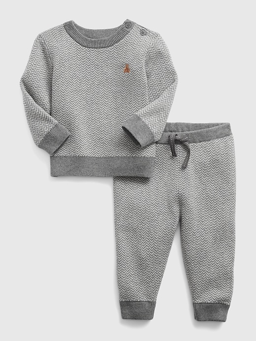 1 of 8 showing, with the color charcoal heather of product Baby Two-Piece Sweater Set