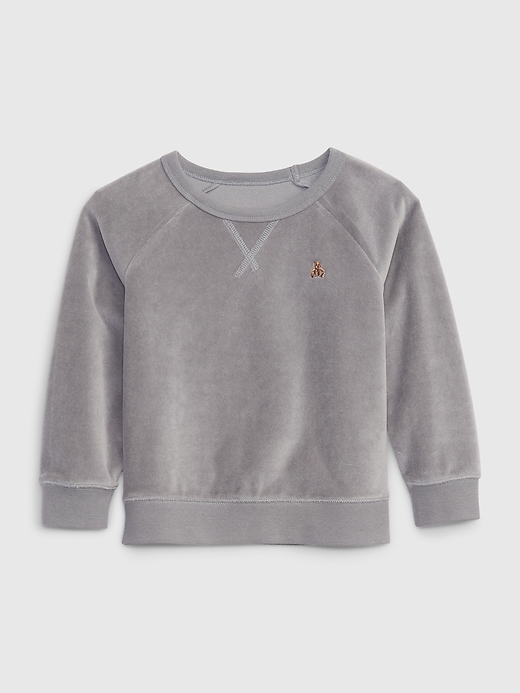 1 of 8 showing, with the color pilot grey of product Toddler Velour Sweatshirt