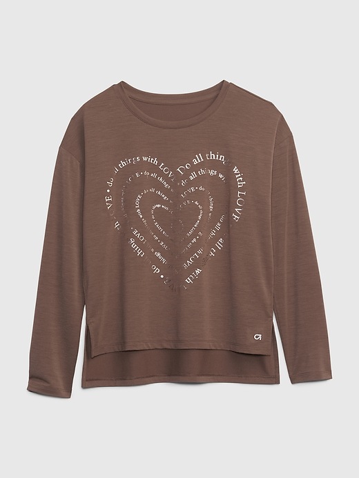 1 of 8 showing, with the color HOLIDAY BROWN of product GapFit Kids Recycled Boxy Graphic T-Shirt
