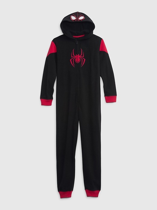 1 of 8 showing, with the color true black of product GapKids &#124 Marvel Spiderman Footless One-Piece