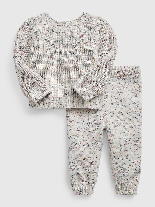 1 of 8 showing, with the color multi of product Baby Shaker-Stitch Sweater Outfit Set