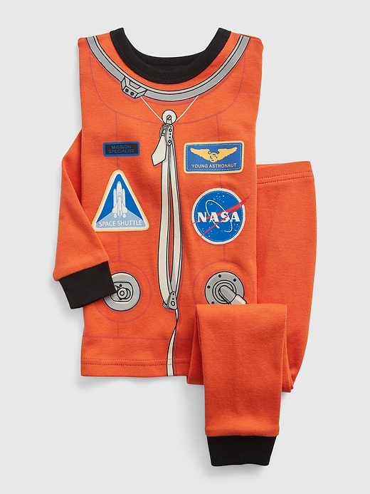 1 of 8 showing, with the color active orange of product babyGap 100% Organic Cotton Astronaut PJ Set