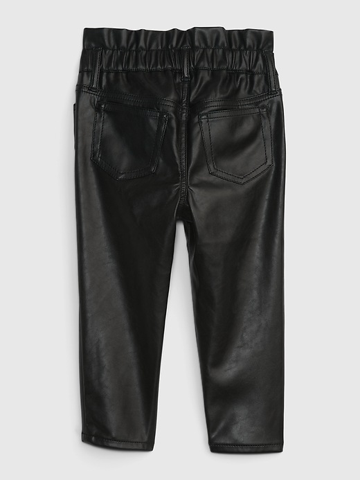 2 of 8 showing, with the color black of product Toddler Faux-Leather Just Like Mom Pants