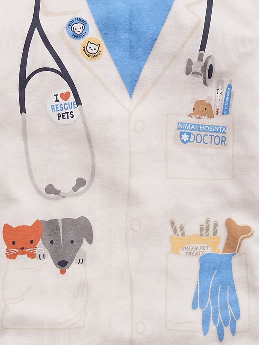 2 of 8 showing, with the color birch beige of product Baby & Toddler Organic Cotton Veterinarian PJ Set
