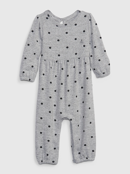 1 of 8 showing, with the color heather grey of product Baby Softspun Footless One-Piece