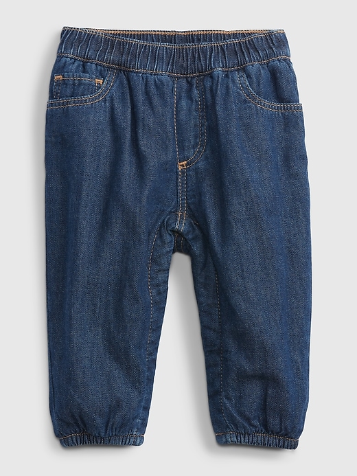 1 of 8 showing, with the color dark wash of product Baby Lined Denim Joggers  with Washwell