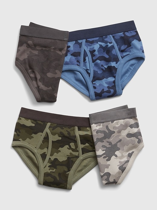 1 of 8 showing, with the color multi of product Kids 100% Organic Cotton Camo Briefs (4-Pack)