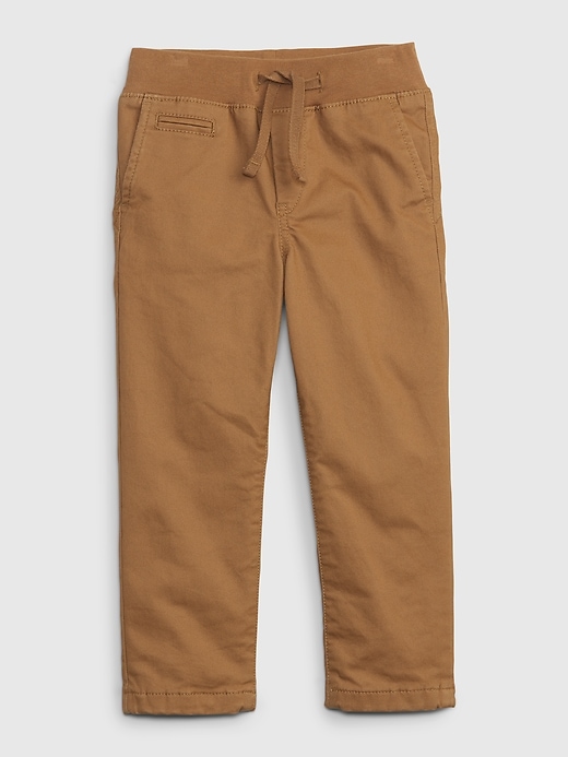 1 of 8 showing, with the color holiday brown of product Toddler Lined Khakis with Washwell