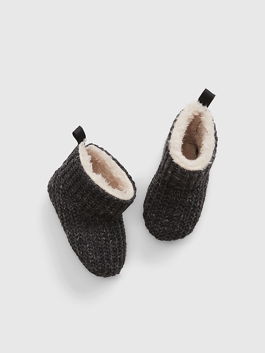 1 of 8 showing, with the color charcoal heather grey of product Baby Sherpa-Lined Booties