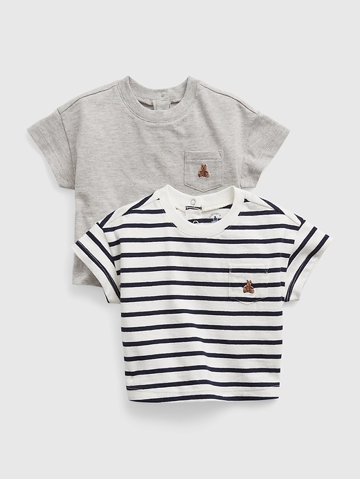 1 of 8 showing, with the color new off white of product Baby 100% Organic Cotton Pocket T-Shirt (2-Pack)
