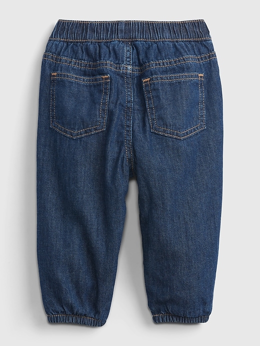 2 of 8 showing, with the color dark wash of product Baby Lined Denim Joggers  with Washwell