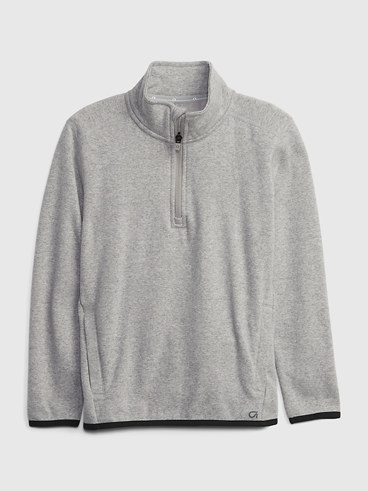 1 of 8 showing, with the color grey heather of product GapFit Kids Recycled Fit Tech Cozy Sweatshirt