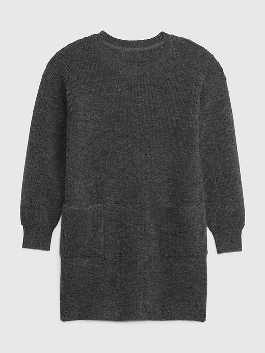 1 of 8 showing, with the color charcoal black of product Kids Rib Sweater Dress