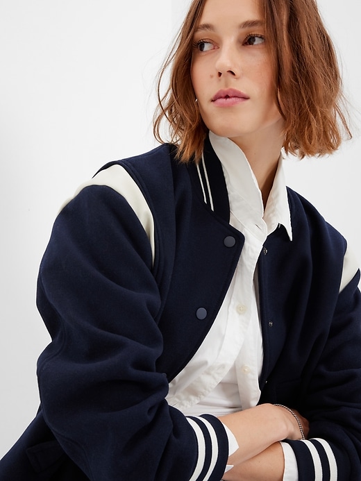 Recycled Wool Blend Varsity Jacket | Gap