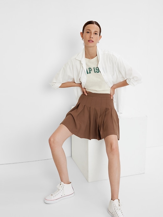 Image number 1 showing, High Rise Pleated Mini Skirt