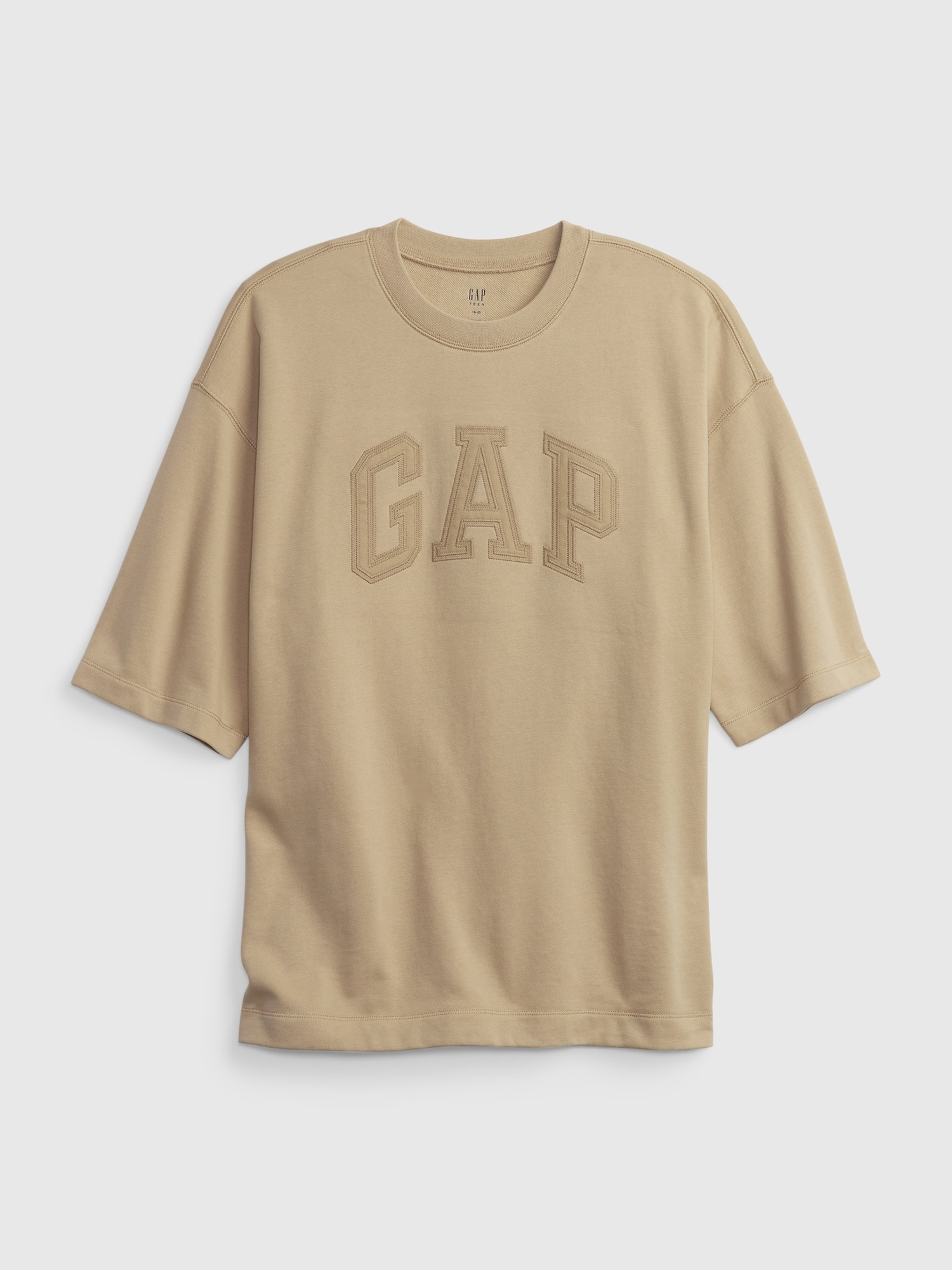 Детская футболка Gap Teen Logo Oversized T-Shirt, цвет: Песочный бежевый — фото 2