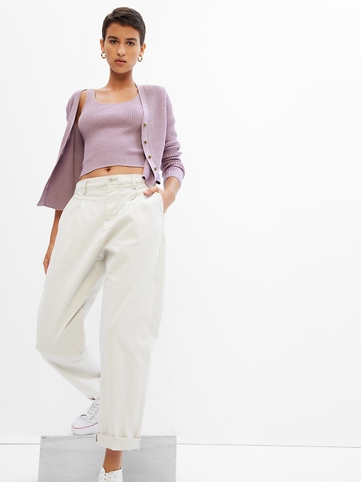 1 of 8 showing, with the color amethyst purple of product Skinny Rib Cardigan
