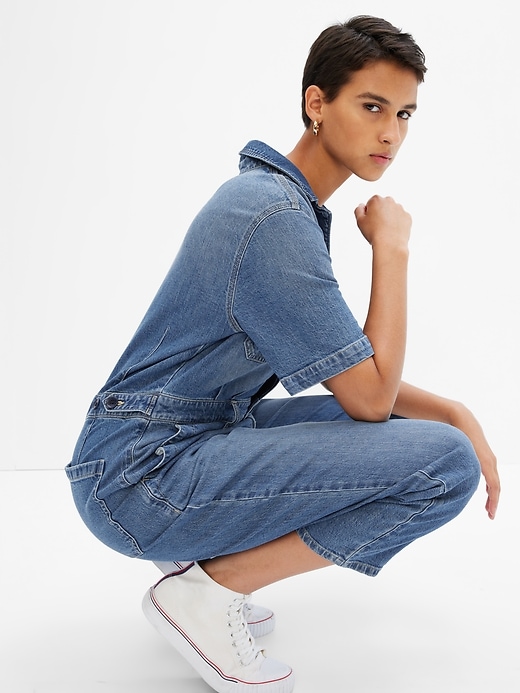 Image number 3 showing, Denim Jumpsuit with Washwell