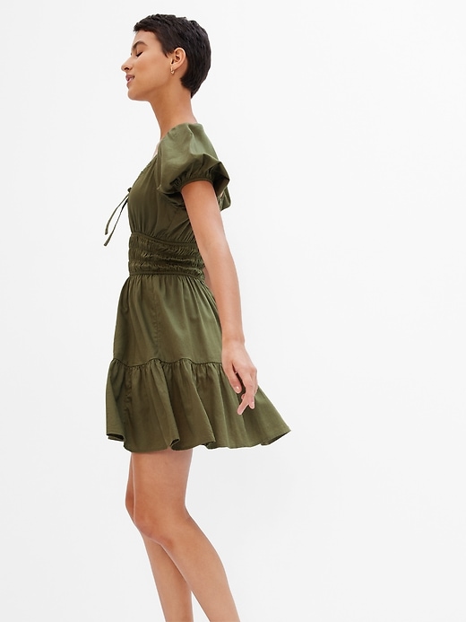 Image number 7 showing, Tie-Front Smocked Waist Mini Dress