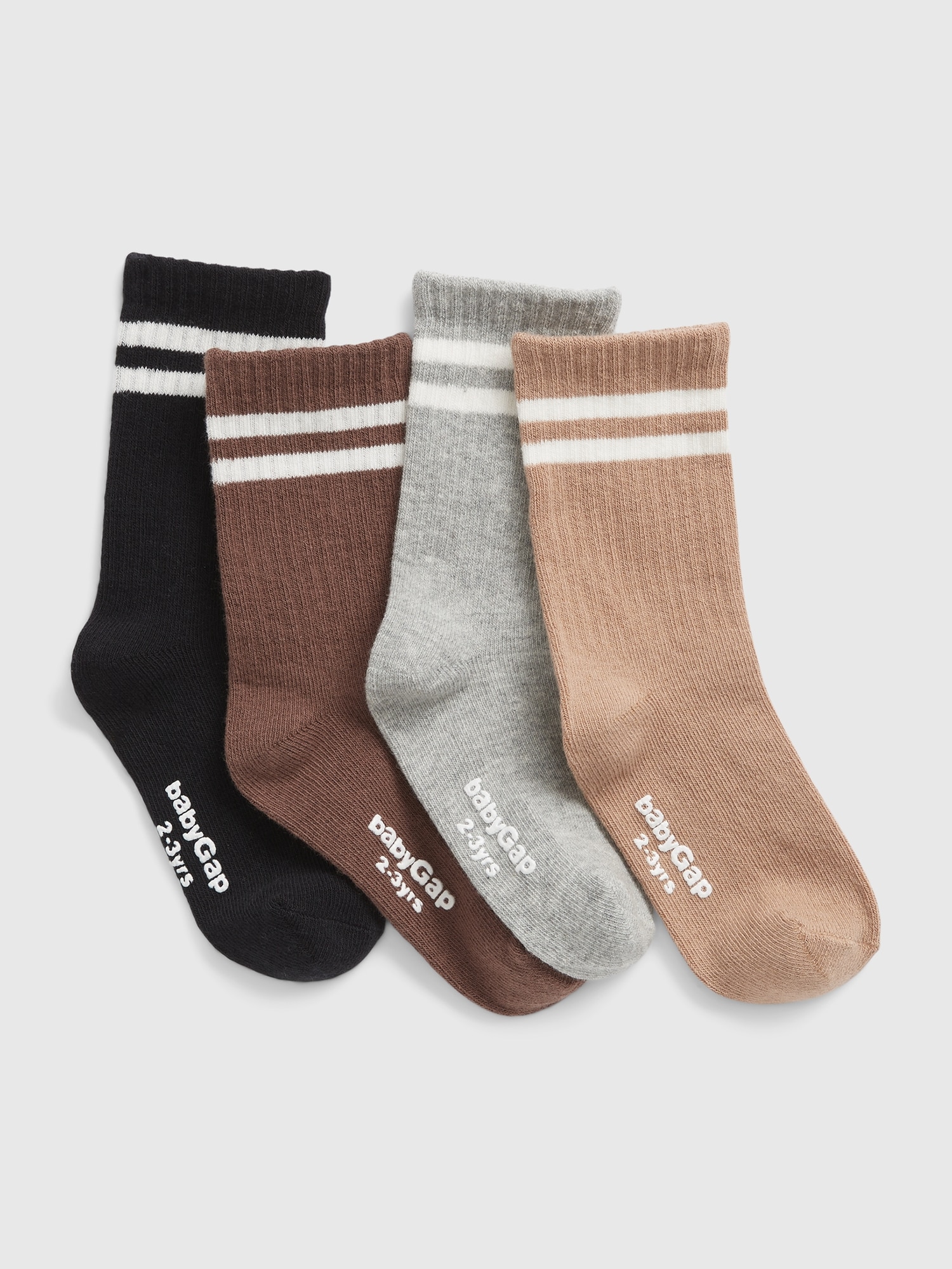 Gap Toddler Organic Cotton Stripe Crew Socks (4-Pack) brown. 1