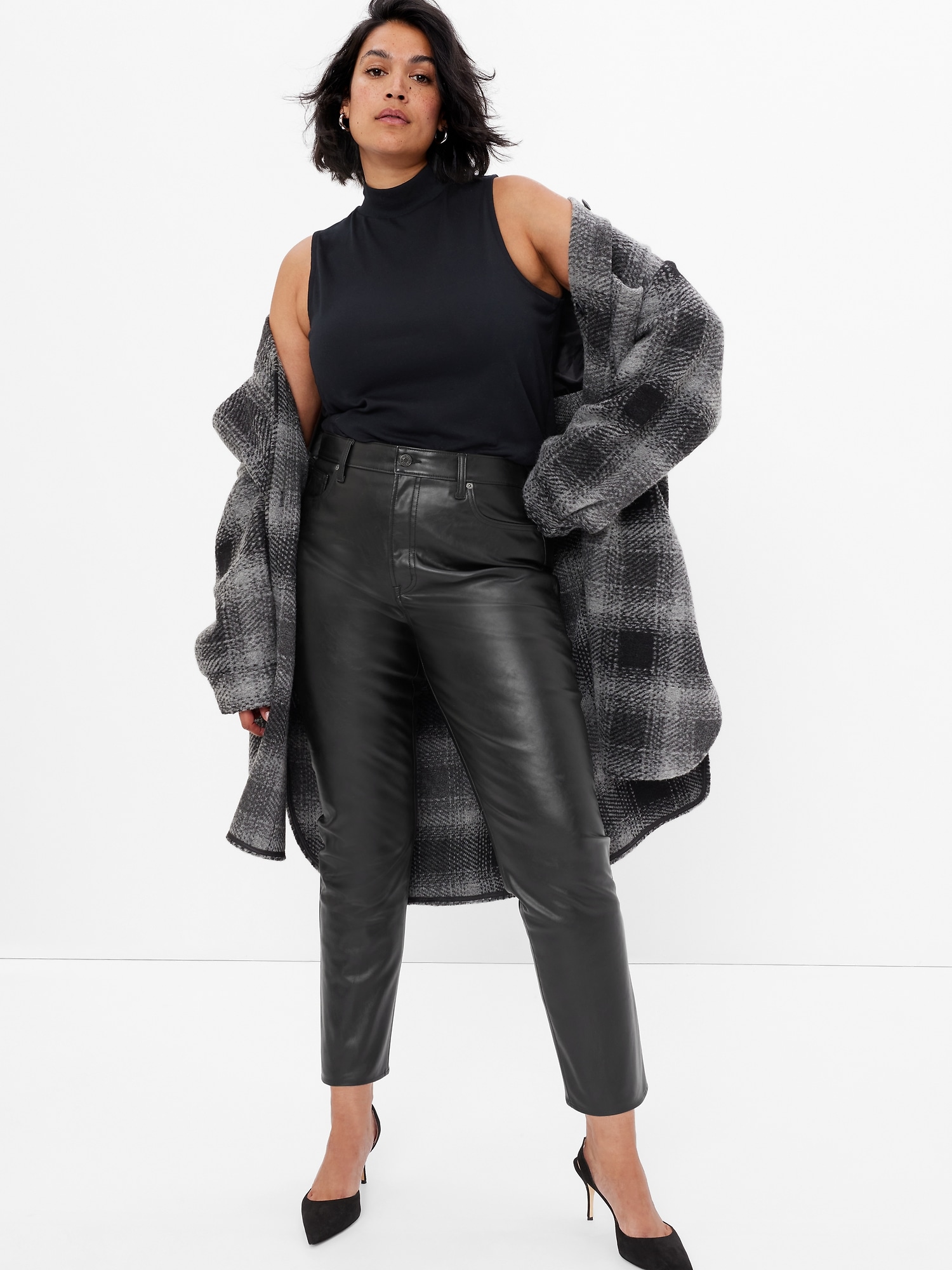 High Rise FauxLeather Vintage Slim Jeans Gap